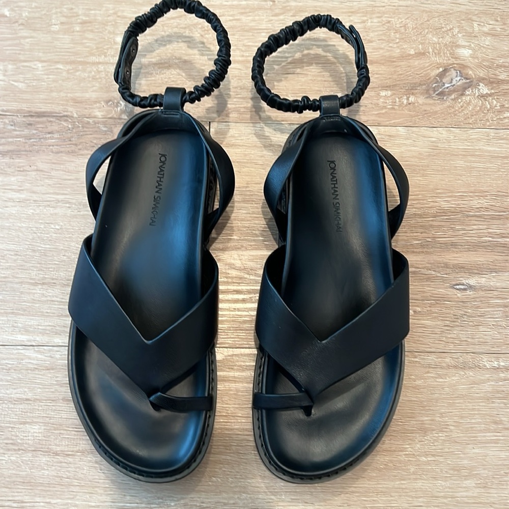 JONATHAN SIMKHAI Talie Toe Platform Leather Thong Sandals Shoes EU 38/US 8 - Picture 5 of 13